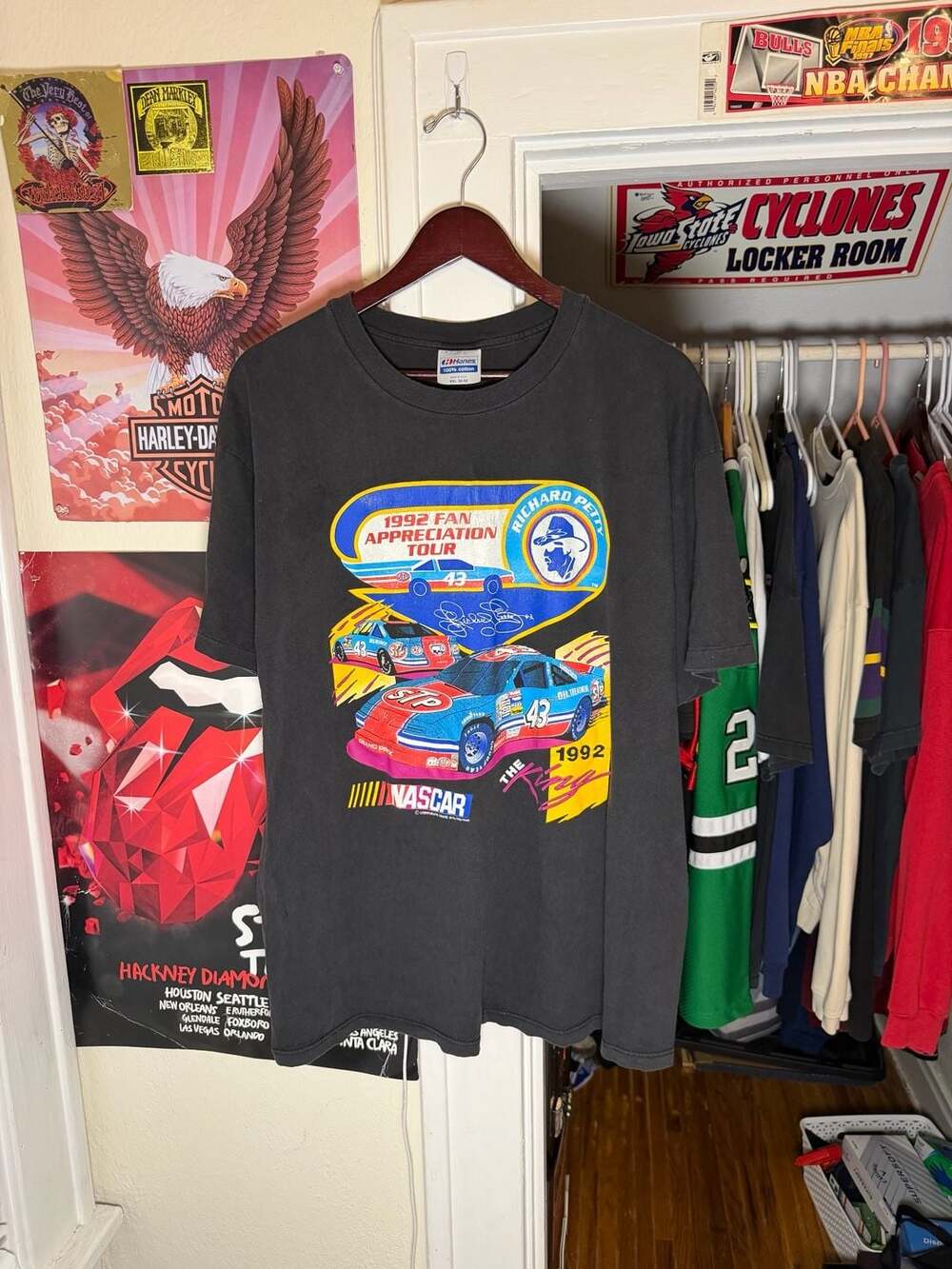 Vintage 90s Hanes Richard Petty NASCAR 1992 Tour Tee Size 2XL